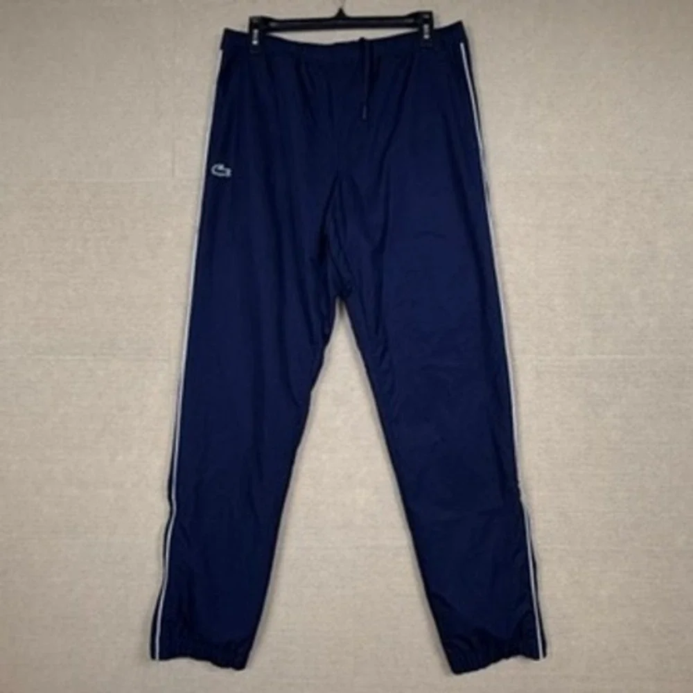 Lacoste Sport Navy Blue Track Pants White Piping Zip Ankle Joggers US M FR 4